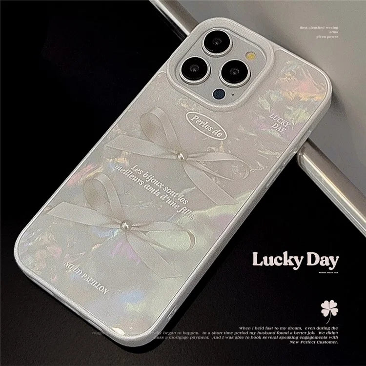 For iPhone 15 Pro Max Case Seashell Pattern Pearl Bow Decor TPU Phone Cover