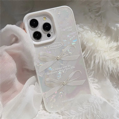 For iPhone 14 Pro TPU Case Seashell Pattern Pearl Decor Protective Phone Cover