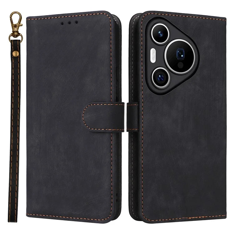 For Huawei Pura 70 Wallet Case RFID Blocking Leather Phone Cover with Strap