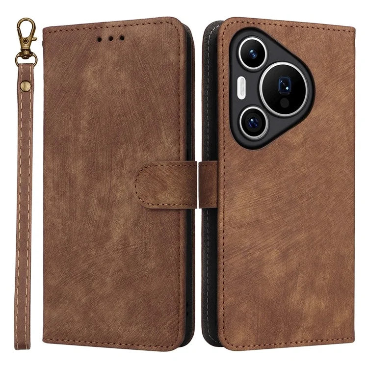 For Huawei Pura 70 Wallet Case RFID Blocking Leather Phone Cover with Strap