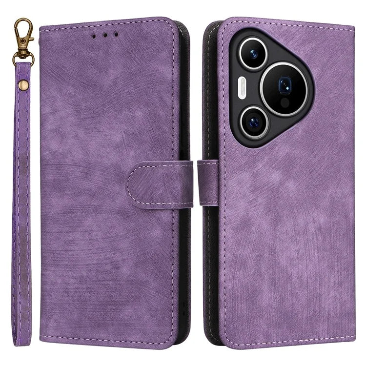For Huawei Pura 70 Wallet Case RFID Blocking Leather Phone Cover with Strap