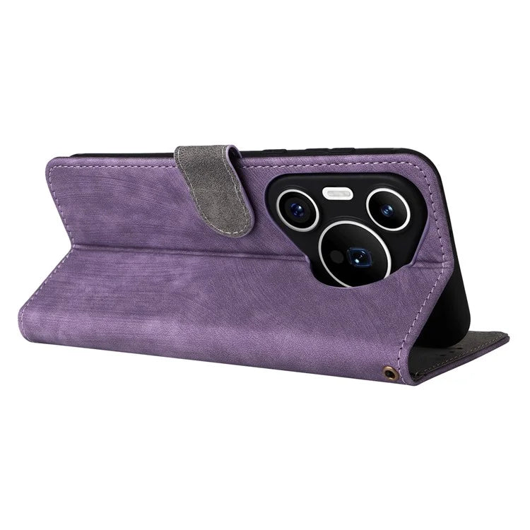 For Huawei Pura 70 Wallet Case RFID Blocking Leather Phone Cover with Strap