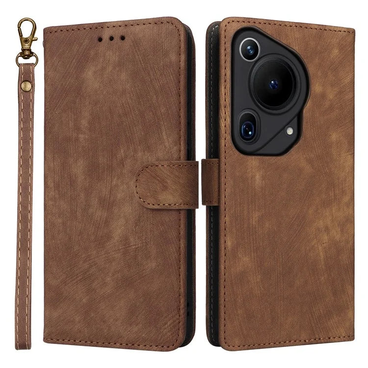 For Huawei Pura 70 Ultra Case with Hand Strap RFID Blocking Wallet Leather Cover