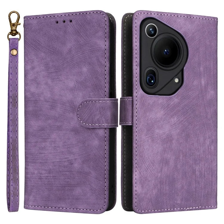 For Huawei Pura 70 Ultra Case with Hand Strap RFID Blocking Wallet Leather Cover