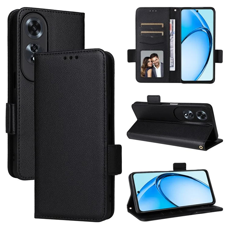 For Oppo A60 4G Case Litchi Texture Stand Leather Wallet Phone Cover