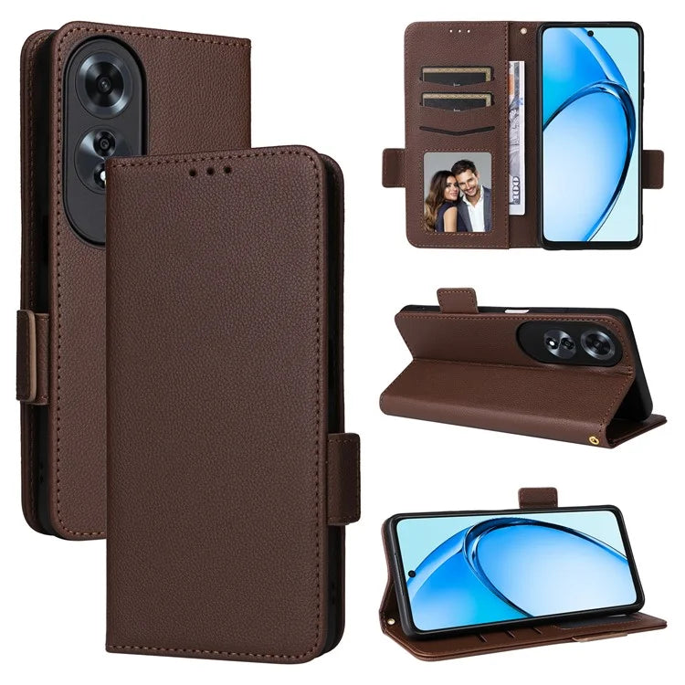 For Oppo A60 4G Case Litchi Texture Stand Leather Wallet Phone Cover