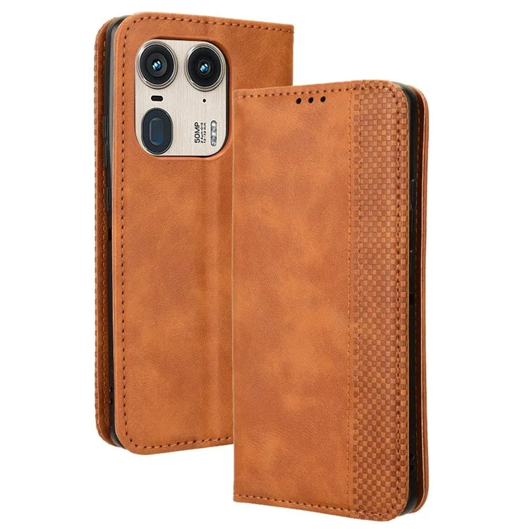For Motorola Edge 50 Ultra 5G / Moto X50 Ultra 5G Case Retro Leather Phone Wallet Cover