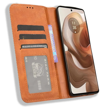 For Motorola Edge 50 Ultra 5G / Moto X50 Ultra 5G Case Retro Leather Phone Wallet Cover