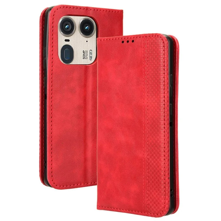 For Motorola Edge 50 Ultra 5G / Moto X50 Ultra 5G Case Retro Leather Phone Wallet Cover
