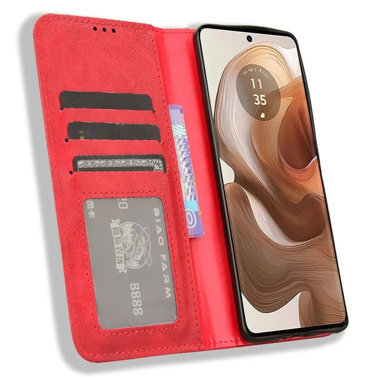 For Motorola Edge 50 Ultra 5G / Moto X50 Ultra 5G Case Retro Leather Phone Wallet Cover