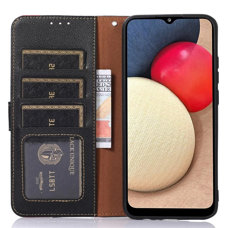 KHAZNEH For iPhone 16 Pro Case RFID Blocking Leather Litchi Texture Phone Cover