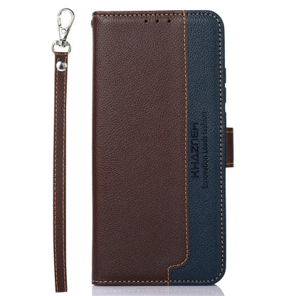 KHAZNEH For iPhone 16 Pro Case RFID Blocking Leather Litchi Texture Phone Cover