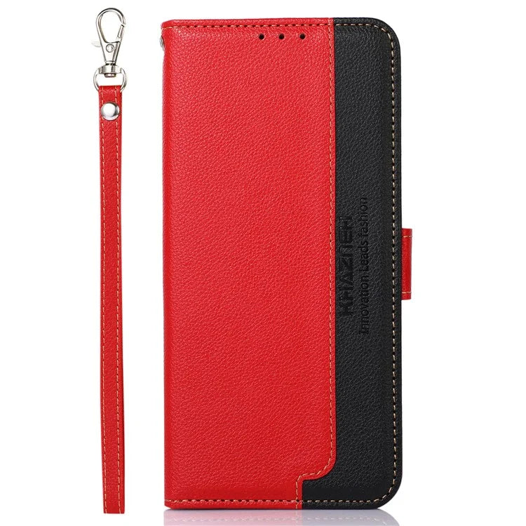 KHAZNEH For iPhone 16 Pro Case RFID Blocking Leather Litchi Texture Phone Cover