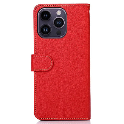 KHAZNEH For iPhone 16 Pro Case RFID Blocking Leather Litchi Texture Phone Cover