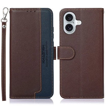 KHAZNEH For iPhone 16 Case RFID Blocking Wallet Leather Folio Flip Phone Cover