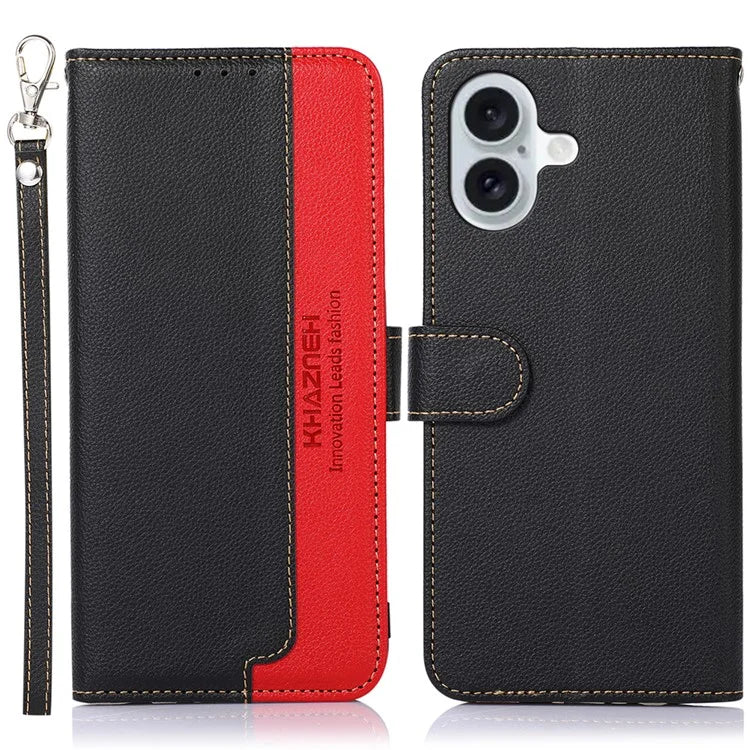 KHAZNEH For iPhone 16 Plus Case RFID Blocking Stand Leather Wallet Phone Cover