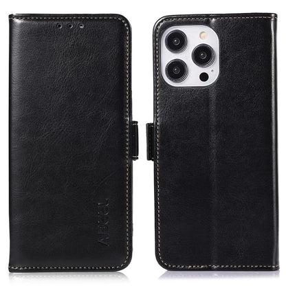 ABEEL For iPhone 16 Pro Max Case Sided-Magnetic PU Leather Crazy Horse Texture Phone Cover