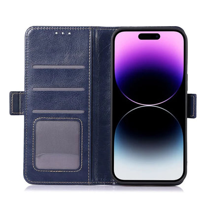 ABEEL For iPhone 16 Pro Max Case Sided-Magnetic PU Leather Crazy Horse Texture Phone Cover