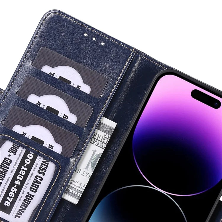 ABEEL For iPhone 16 Pro Max Case Sided-Magnetic PU Leather Crazy Horse Texture Phone Cover