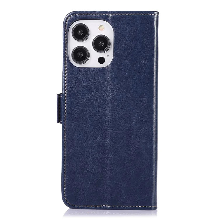ABEEL For iPhone 16 Pro Max Case Sided-Magnetic PU Leather Crazy Horse Texture Phone Cover