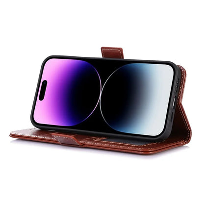 ABEEL For iPhone 16 Pro Max Case Sided-Magnetic PU Leather Crazy Horse Texture Phone Cover