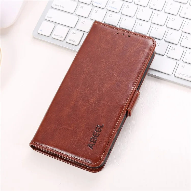 ABEEL For iPhone 16 Pro Max Case Sided-Magnetic PU Leather Crazy Horse Texture Phone Cover