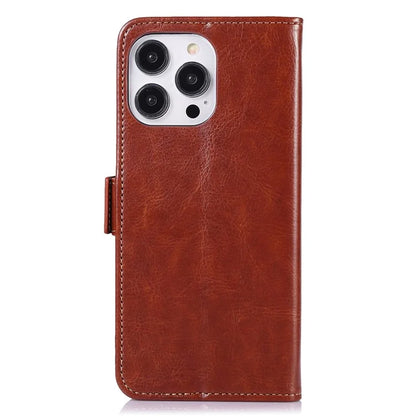 ABEEL For iPhone 16 Pro Max Case Sided-Magnetic PU Leather Crazy Horse Texture Phone Cover