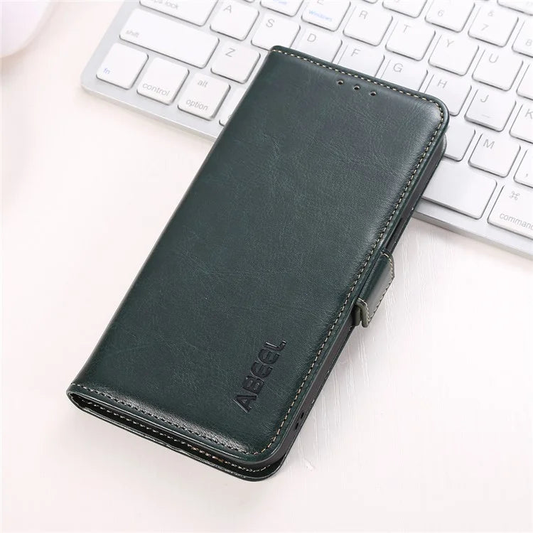 ABEEL For iPhone 16 Pro Max Case Sided-Magnetic PU Leather Crazy Horse Texture Phone Cover