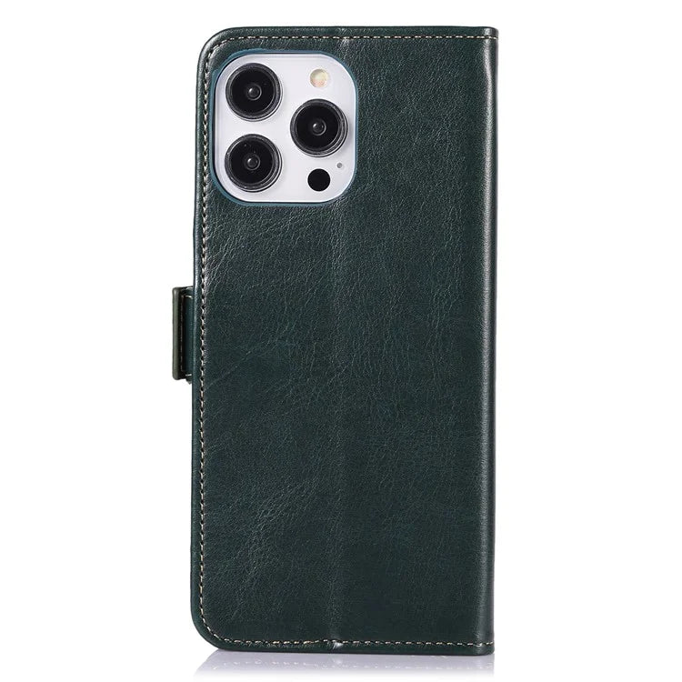 ABEEL For iPhone 16 Pro Max Case Sided-Magnetic PU Leather Crazy Horse Texture Phone Cover
