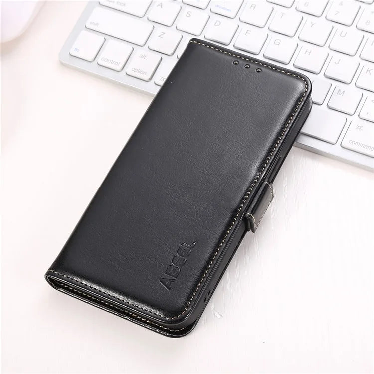 ABEEL For iPhone 16 Pro Case Wallet PU Leather Crazy Horse Texture Phone Cover
