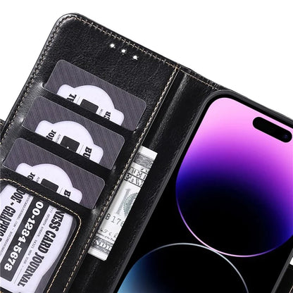 ABEEL For iPhone 16 Pro Case Wallet PU Leather Crazy Horse Texture Phone Cover