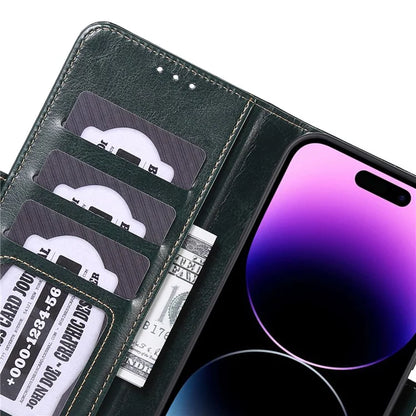 ABEEL For iPhone 16 Pro Case Wallet PU Leather Crazy Horse Texture Phone Cover