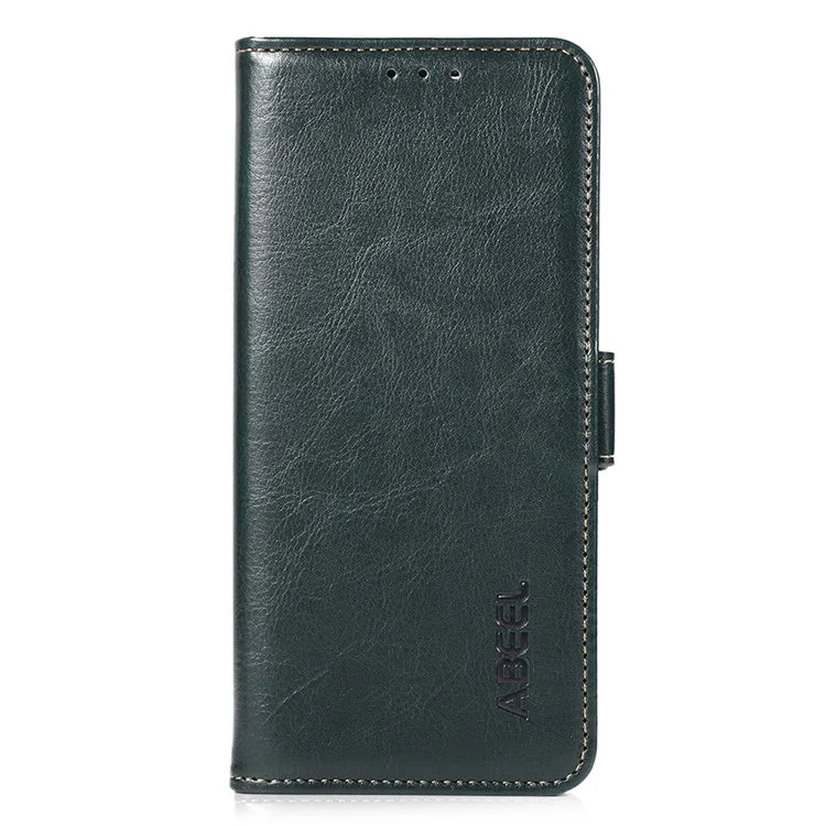ABEEL For iPhone 16 Pro Case Wallet PU Leather Crazy Horse Texture Phone Cover
