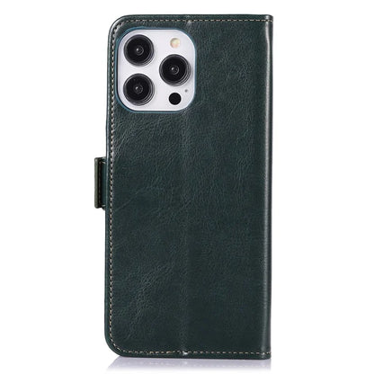 ABEEL For iPhone 16 Pro Case Wallet PU Leather Crazy Horse Texture Phone Cover