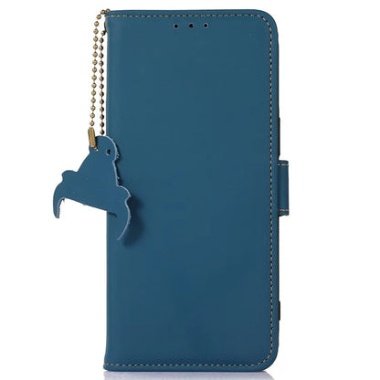 For iPhone 16 Pro Max Case RFID Blocking Genuine Cow Leather Wallet Phone Shell