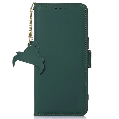 For iPhone 16 Pro Max Case RFID Blocking Genuine Cow Leather Wallet Phone Shell