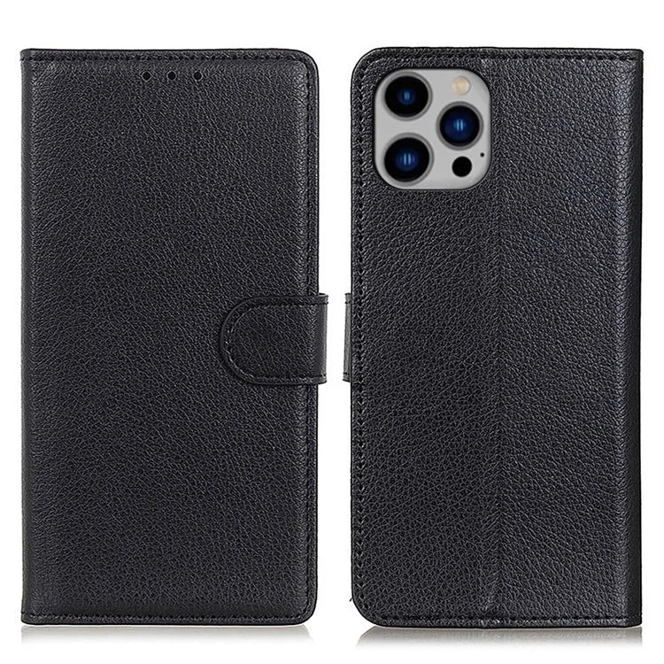 For iPhone 16 Pro Max Case Wallet PU Leather Phone Cover Litchi Texture