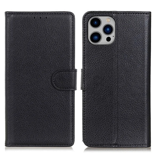 For iPhone 16 Pro Max Case Wallet PU Leather Phone Cover Litchi Texture