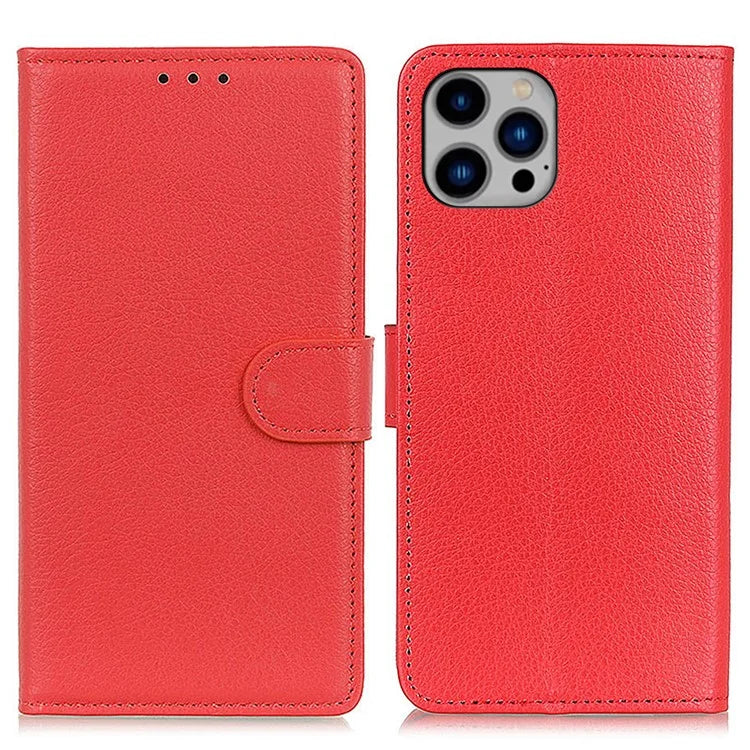 For iPhone 16 Pro Max Case Wallet PU Leather Phone Cover Litchi Texture