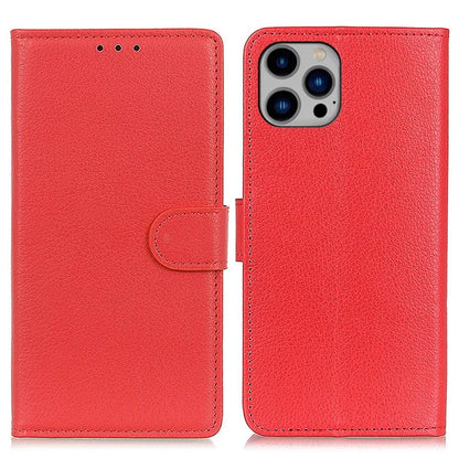 For iPhone 16 Pro Max Case Wallet PU Leather Phone Cover Litchi Texture