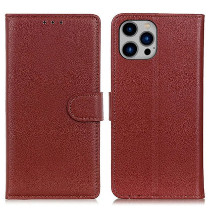 For iPhone 16 Pro Max Case Wallet PU Leather Phone Cover Litchi Texture