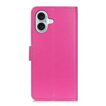 For iPhone 16 Plus Leather Case Wallet Card Slots Litchi Texture Flip Phone Cover