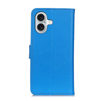 For iPhone 16 Plus Leather Case Wallet Card Slots Litchi Texture Flip Phone Cover