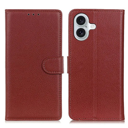 For iPhone 16 Plus Leather Case Wallet Card Slots Litchi Texture Flip Phone Cover