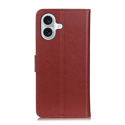 For iPhone 16 Plus Leather Case Wallet Card Slots Litchi Texture Flip Phone Cover