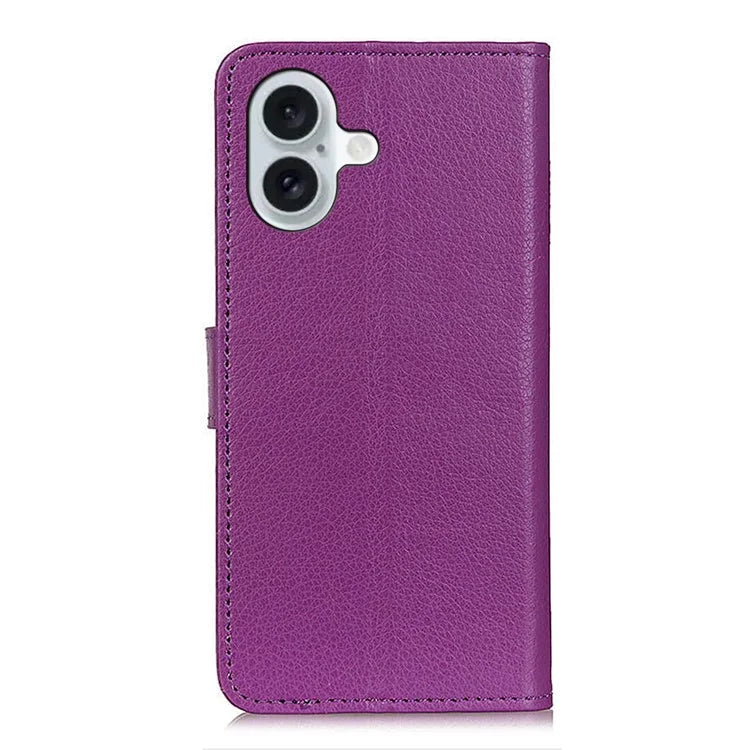 For iPhone 16 Plus Leather Case Wallet Card Slots Litchi Texture Flip Phone Cover