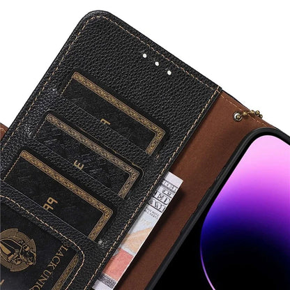 For iPhone 16 Pro Max Case RFID Blocking Genuine Cow Leather Phone Cover