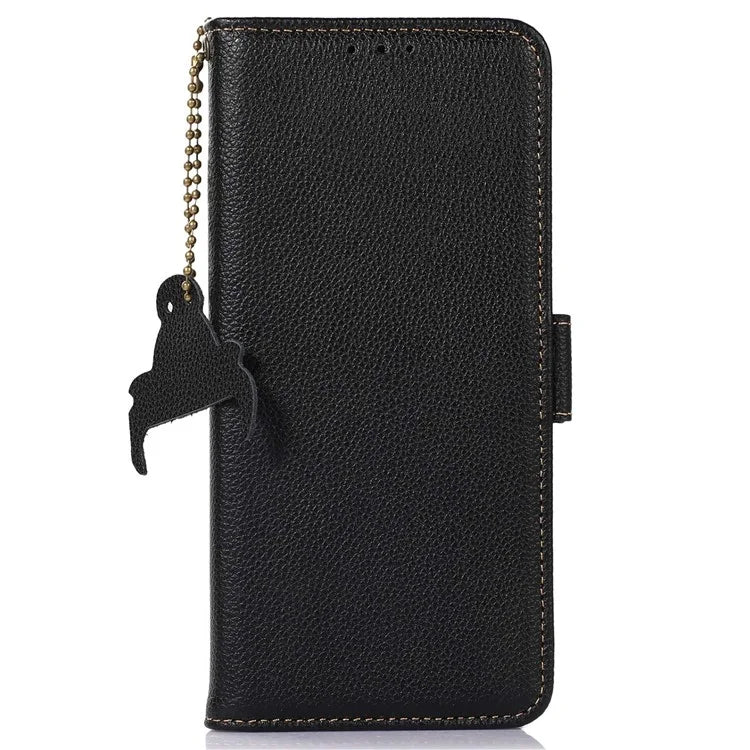 For iPhone 16 Pro Max Case RFID Blocking Genuine Cow Leather Phone Cover