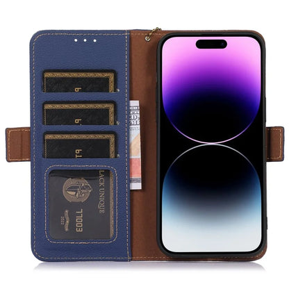 For iPhone 16 Pro Max Case RFID Blocking Genuine Cow Leather Phone Cover