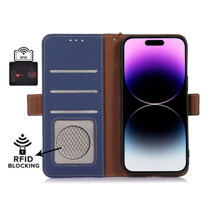 For iPhone 16 Pro Max Case RFID Blocking Genuine Cow Leather Phone Cover